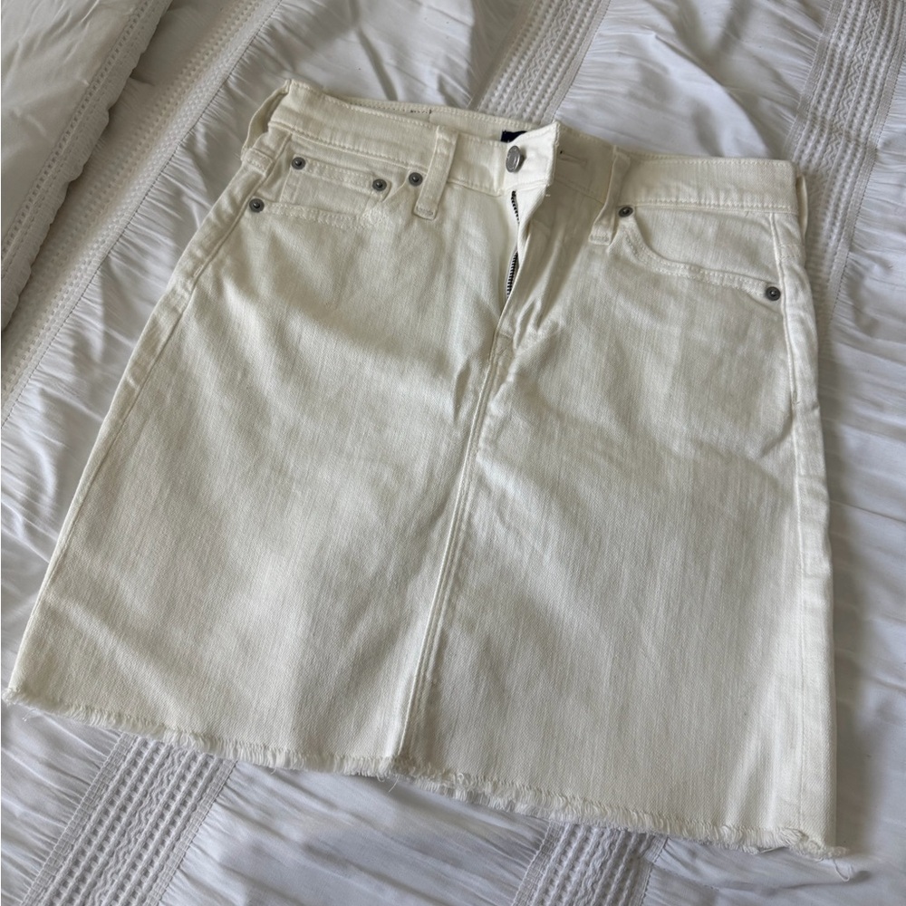 J. Crew Mercantile Off White Denim Mini Skirt